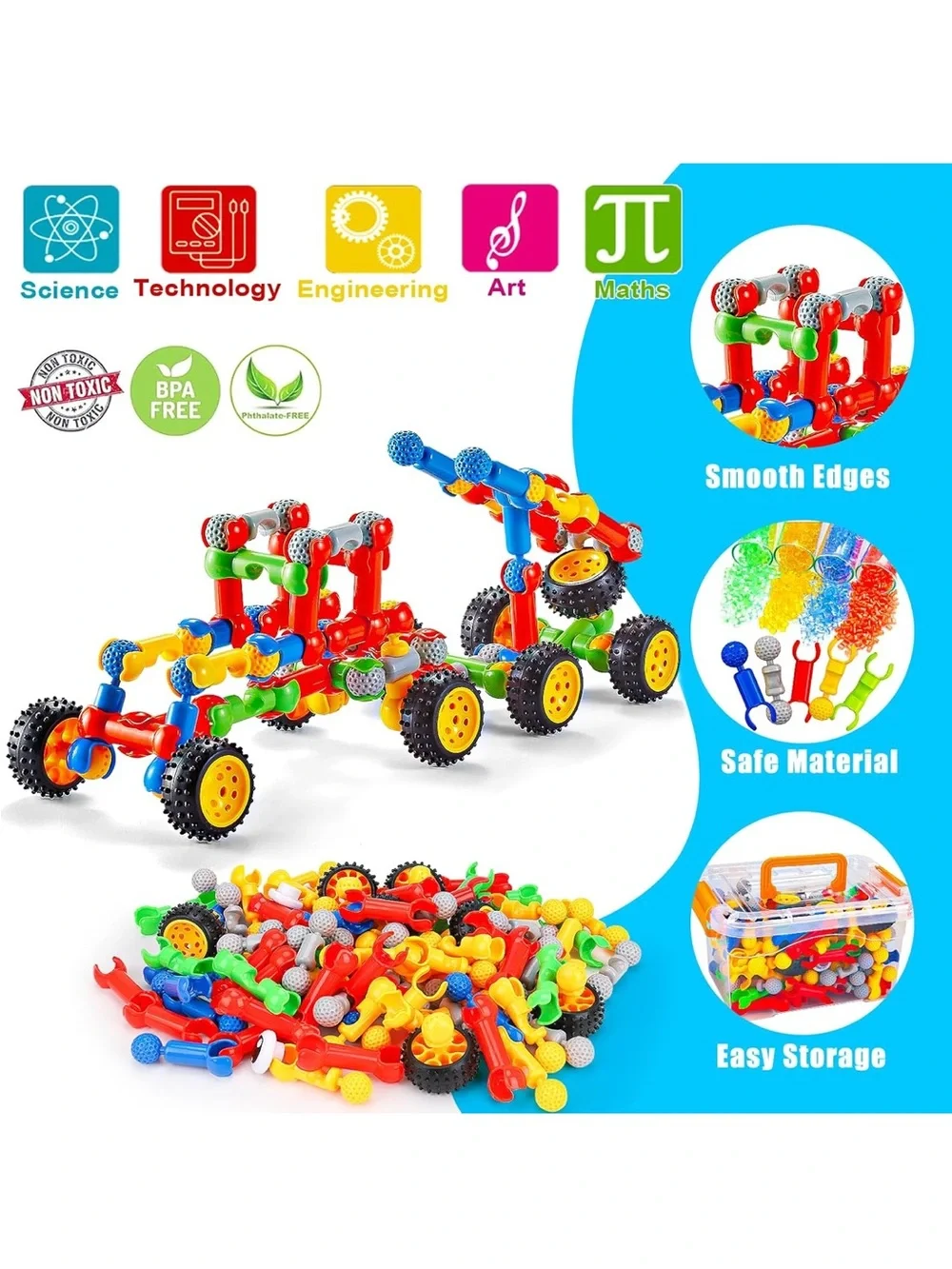 Kids Skeleton Building Set - Multicolor STEM Snap Toy (125 pieces)